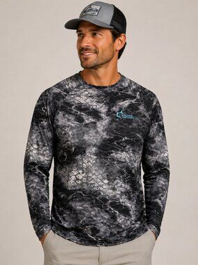 World Wide Sportsman Men's XLT Gray Black Camo Performance Fishing Shirt Long